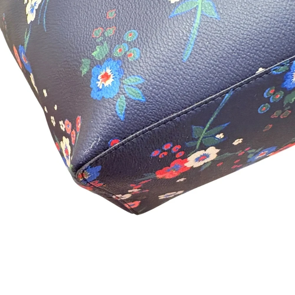Tory Burch blue navy floral tote bag